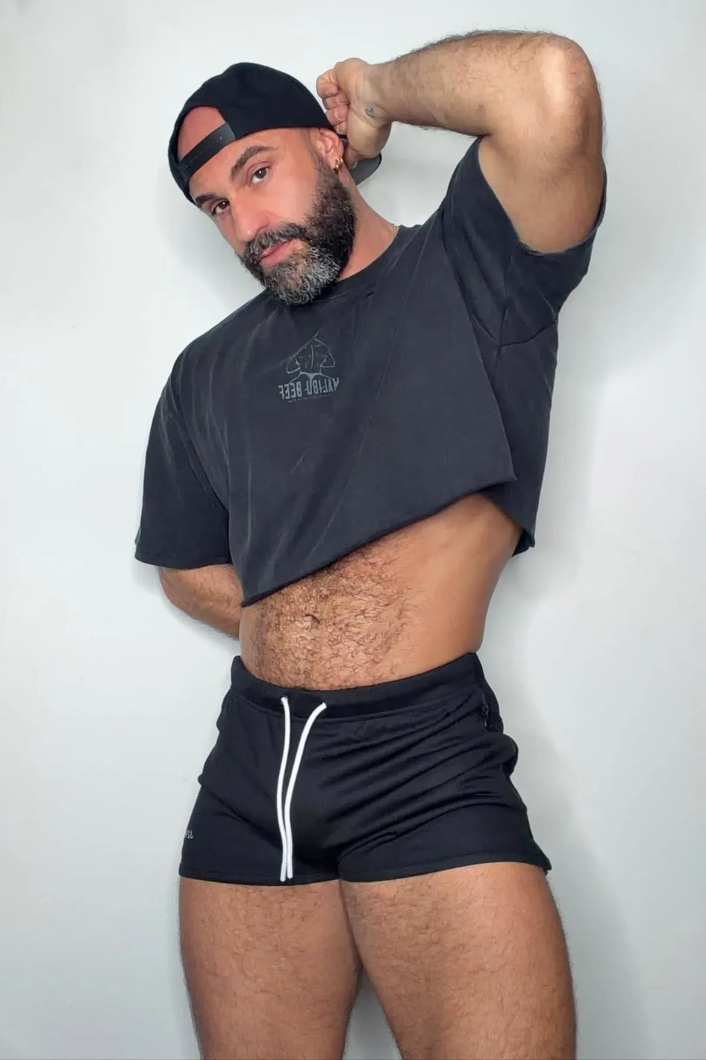JJ Malibu Men's For-the-Night 2" Gym Short Shorts with Drawstring - Obsidian Black