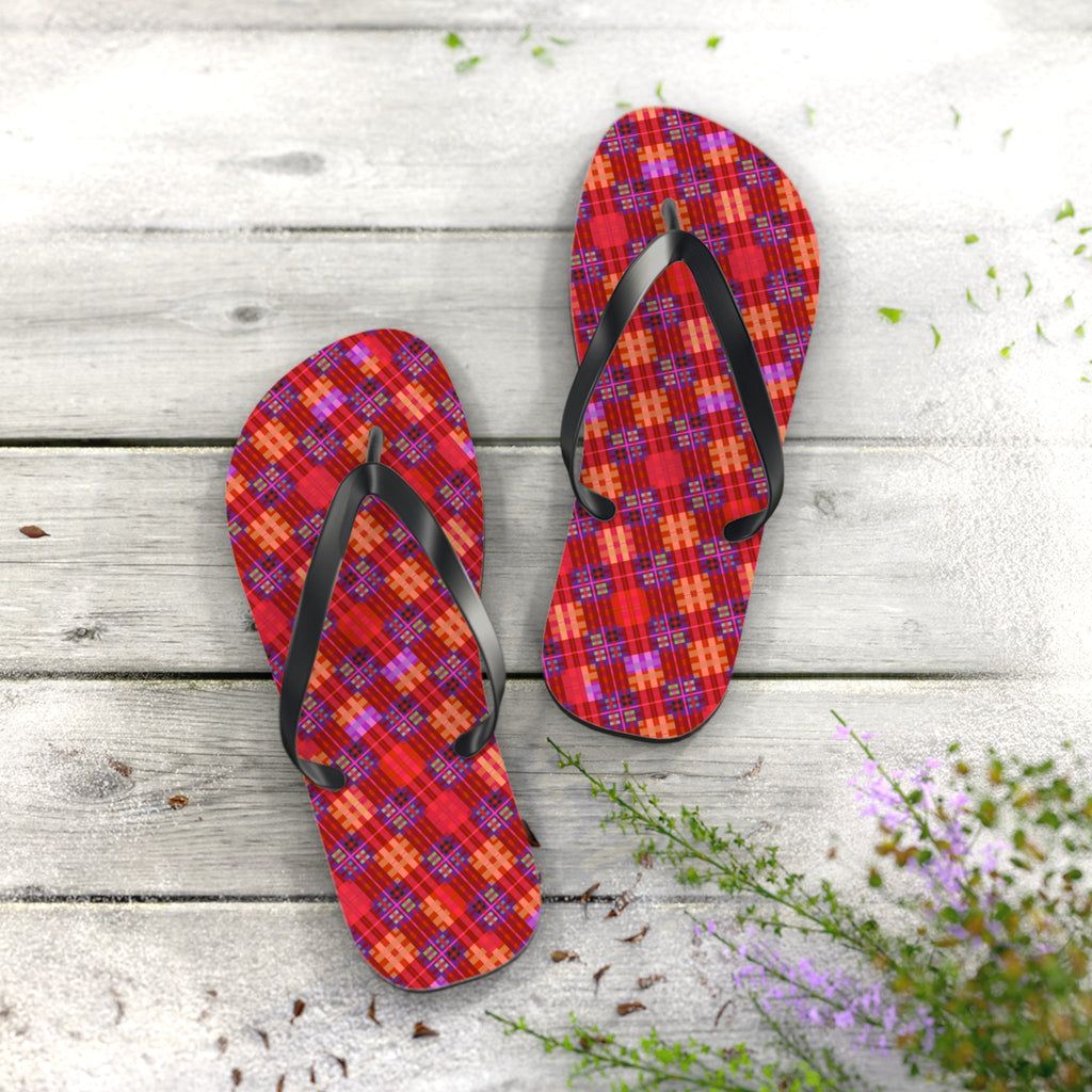 Maris Equi Men's Red Tartan Flip-Flops
