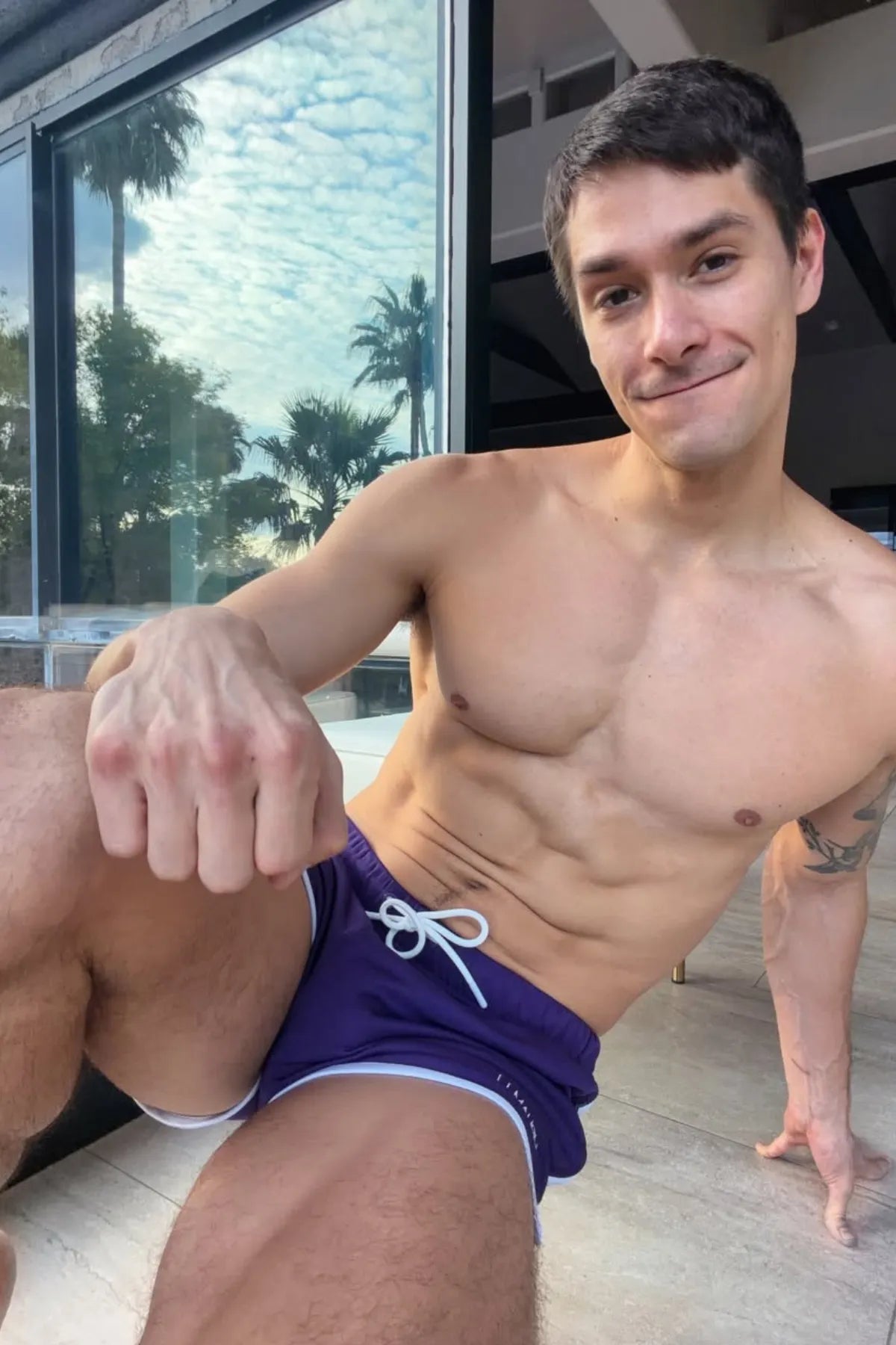 JJ Malibu Men's For-the-Night 2" Gym Short Shorts with Drawstring - Dark Plum