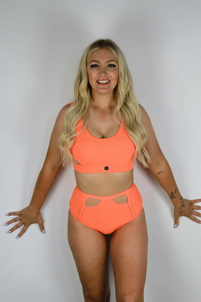 Lily Mid Waist Booty Shorts Orange | Pole Wear