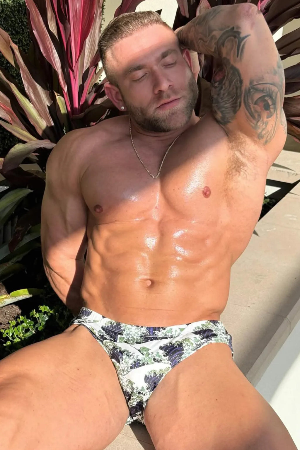 JJ Malibu Men's Wet-N-Wild Swim Briefs - Crashing Waves