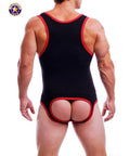 AMERICAN JOCK 8638 Men's Endurance Jock Singlet - Black/Red