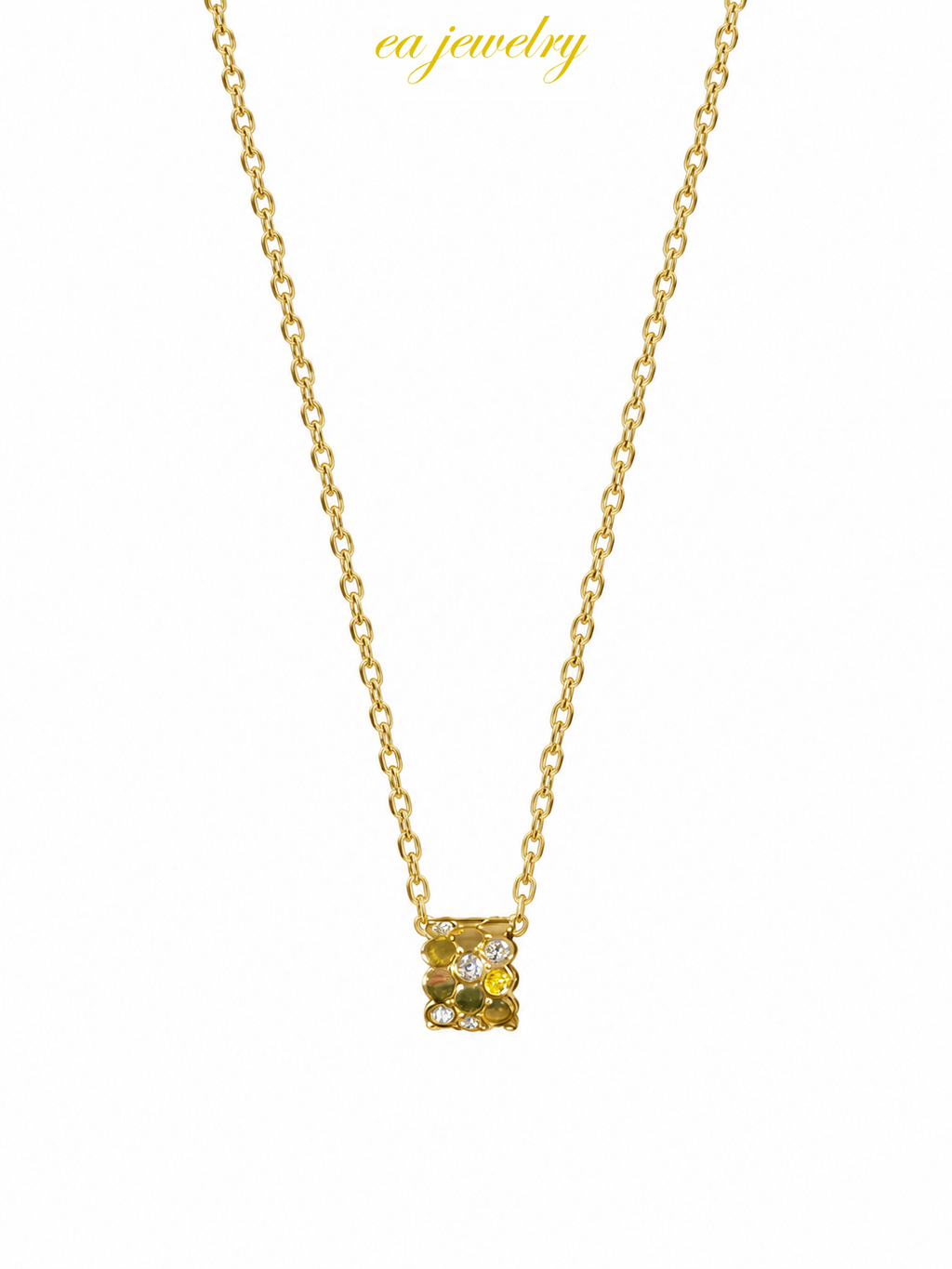 Gold Honeycomb Zircon Necklace