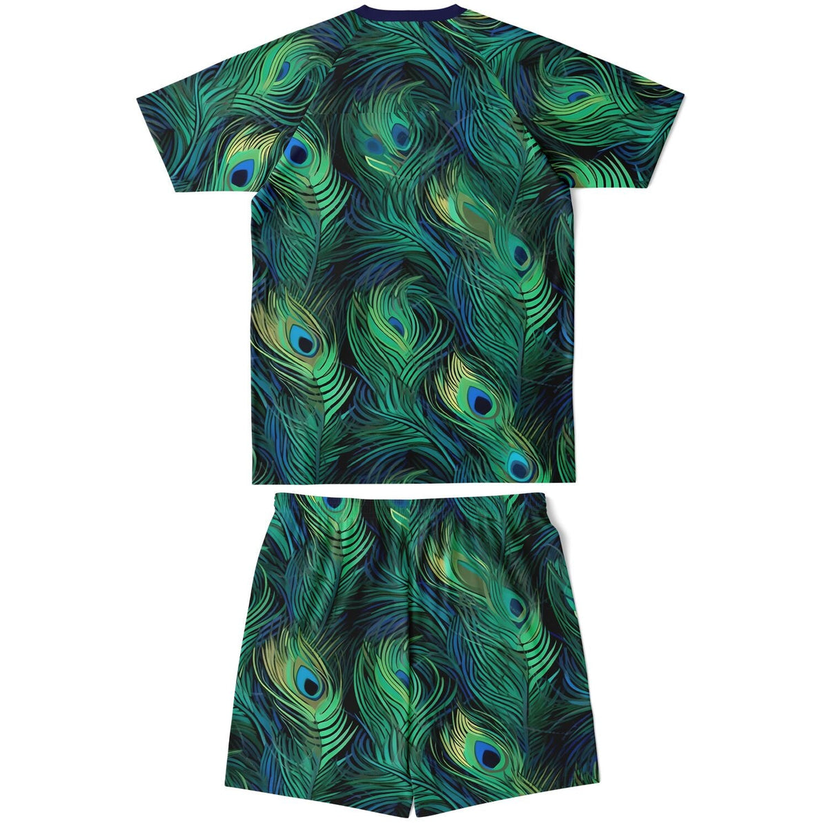 Maris Equi Peacock Feather Print Shorts And Top Set For Men