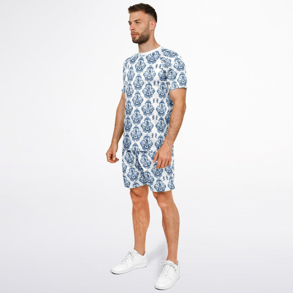 Maris Equi Blue Baroque Men's Sport Shorts and Top Set