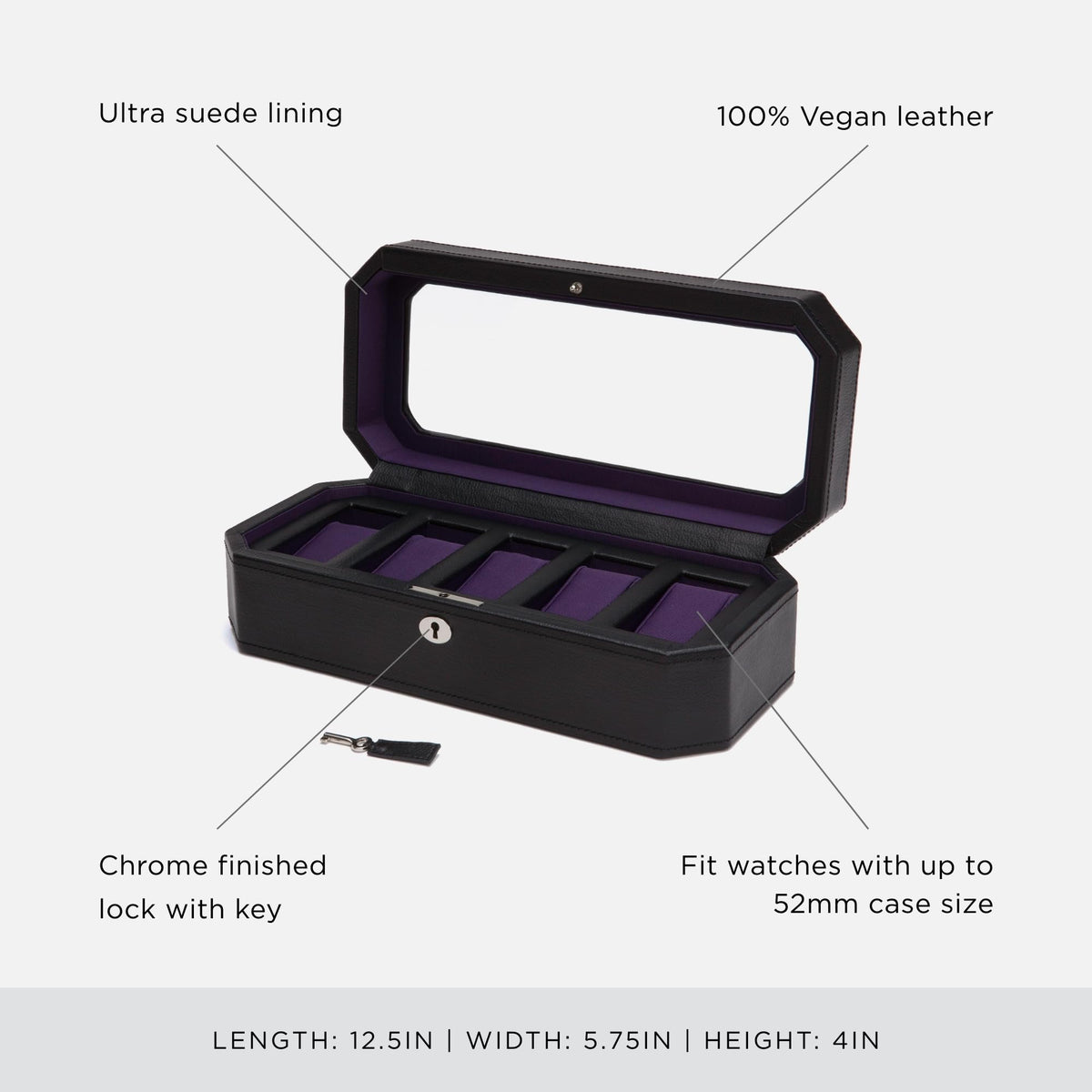 Wolf Windsor 5 Pc Watch Box Black/Purple