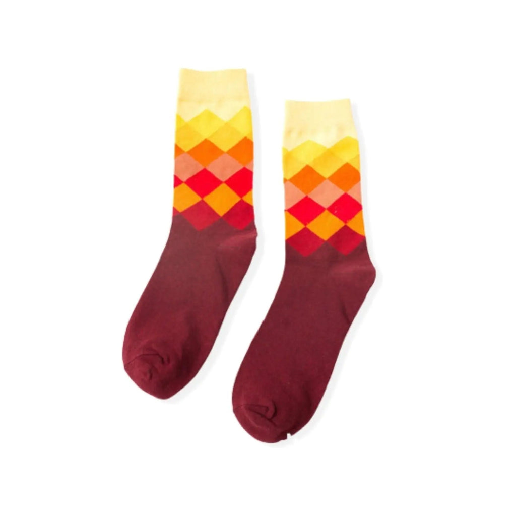 Cotton Bland Mid Red Calf Socks Gift Box