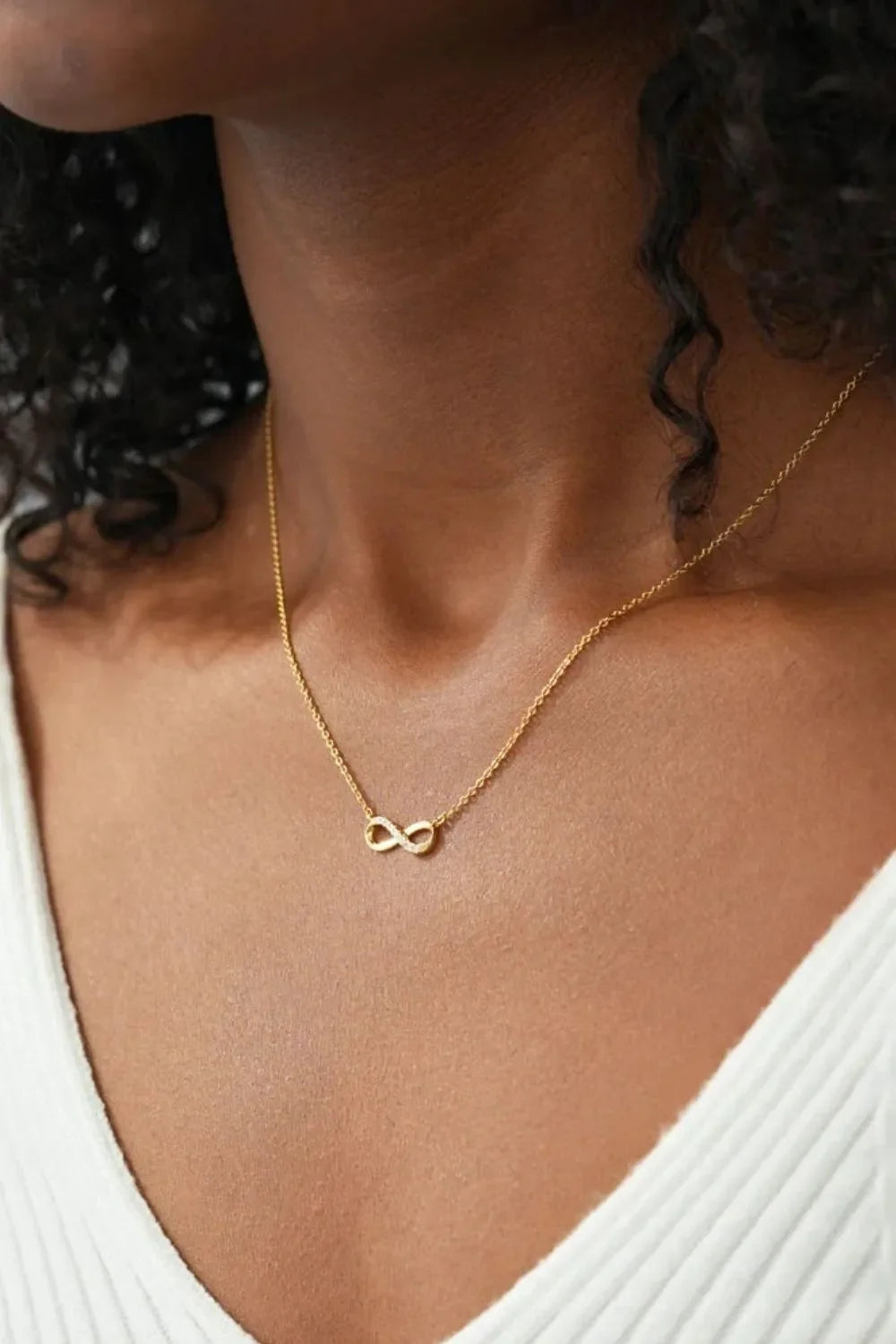 Inlaid Zircon Infinity Necklace — 925 Sterling Silver