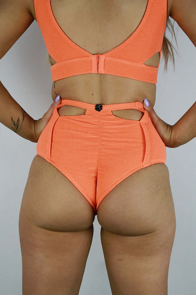 Lily Mid Waist Booty Shorts Orange | Pole Wear