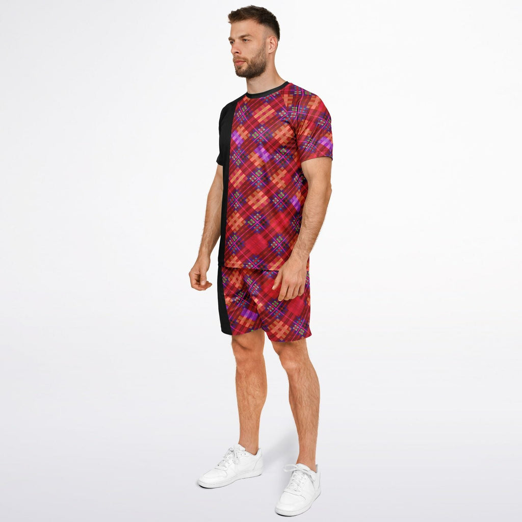 Maris Equi Red Tartan Shorts And Top Set For Men