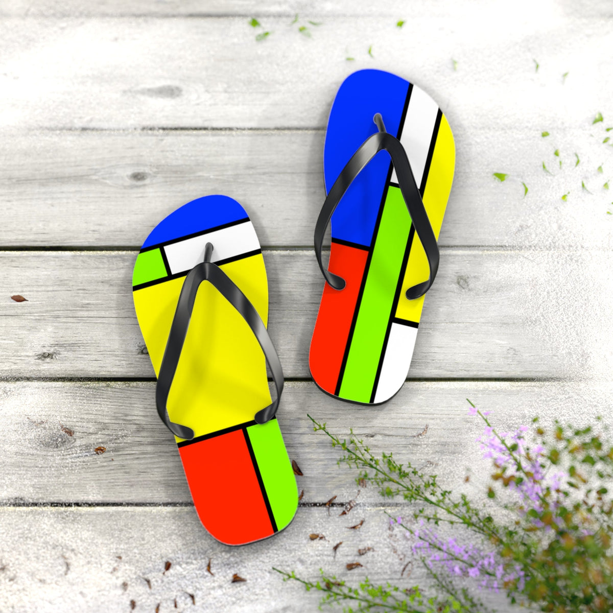 Maris Equi Men's ModRian Mondrian Inspired Flip-Flops