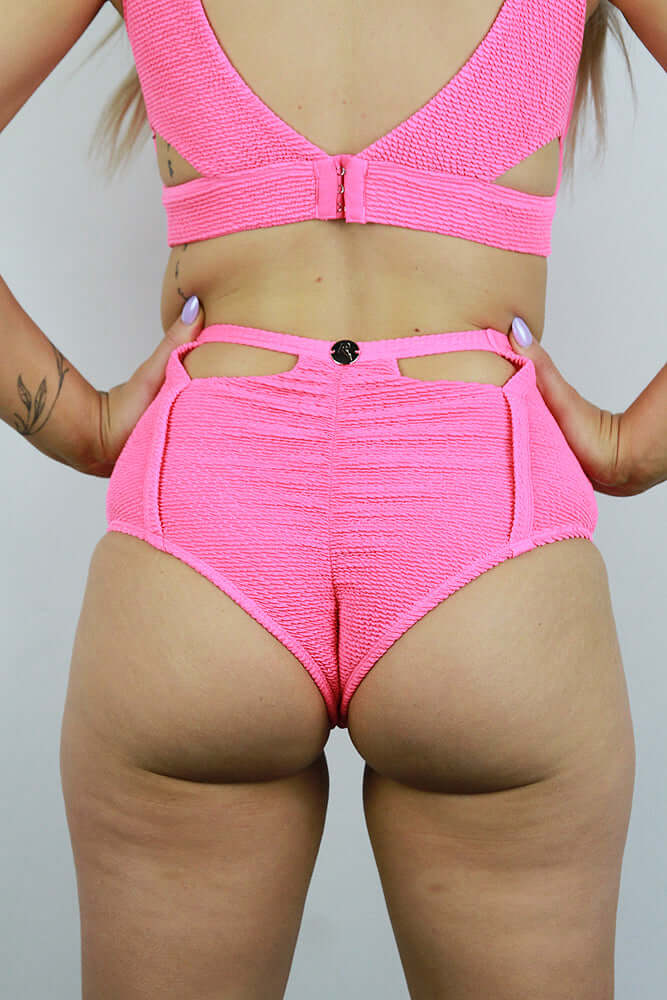 Lily Mid Waist Booty Shorts Pink | Pole Wear
