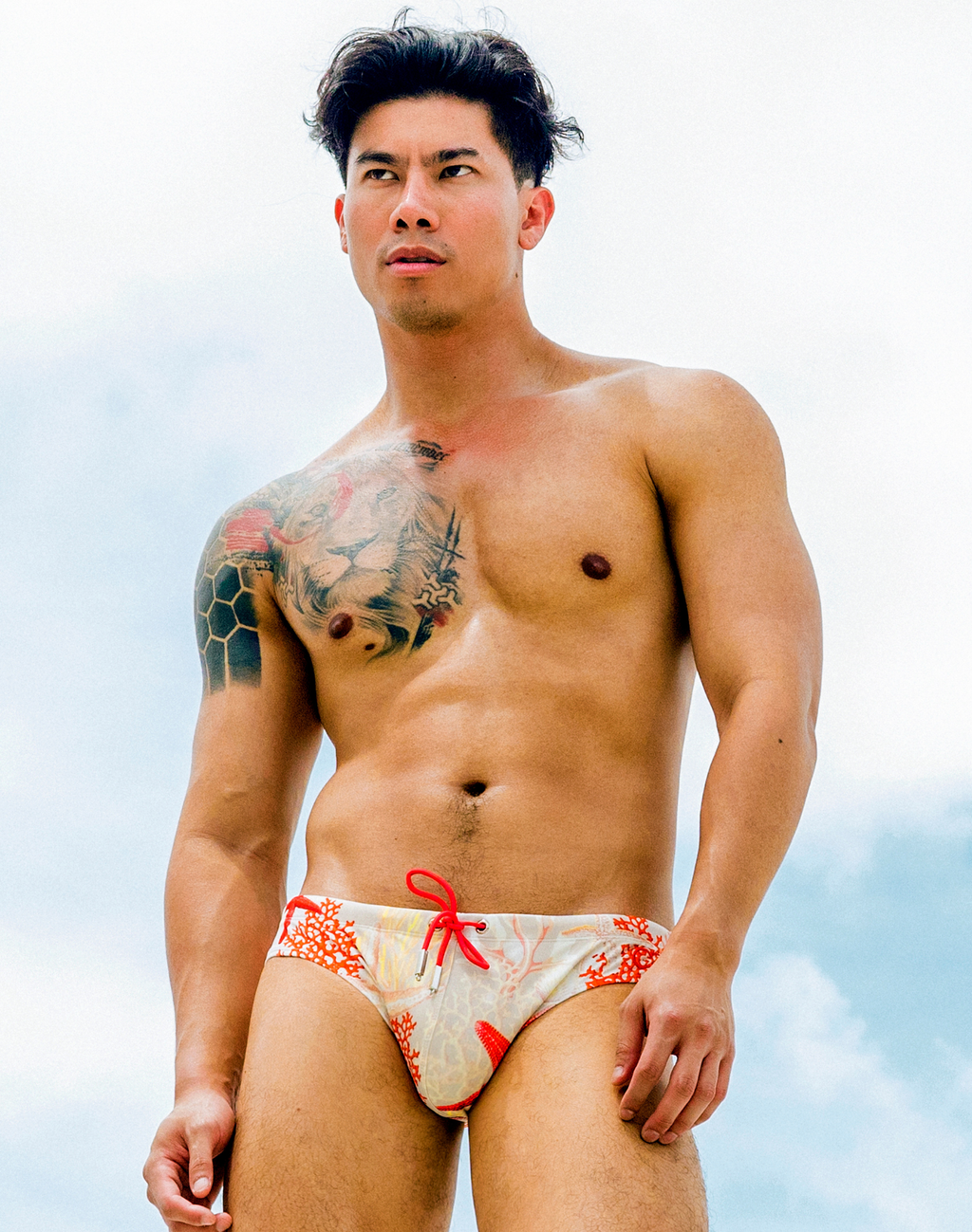 2EROS V10 Print Swim Brief - Starscape Beige