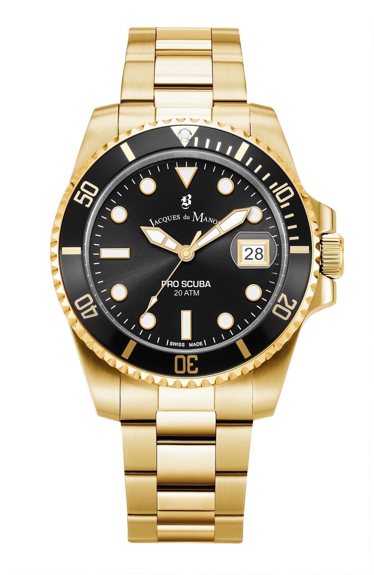 JDM Swiss-Made Pro Scuba 43 Gold and Black Watch