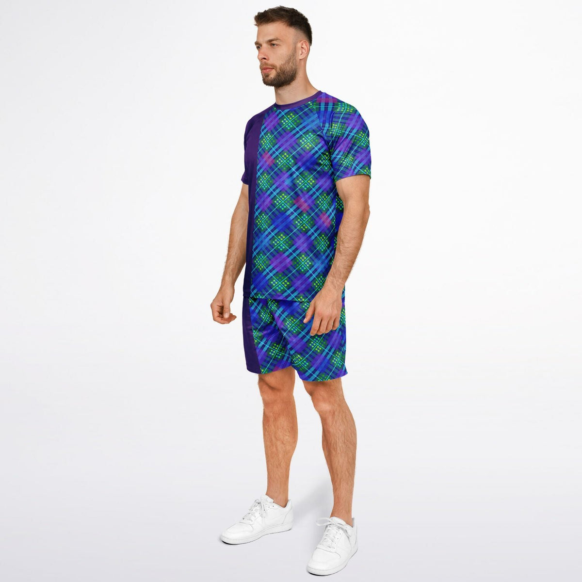 Maris Equi Blue Tartan Shorts And Top Set For Men