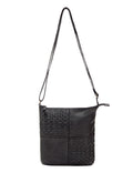 KALGOORLIE WOVEN PANELLED LEATHER XBODY BAG- A-0001-BLACK- NEW IN