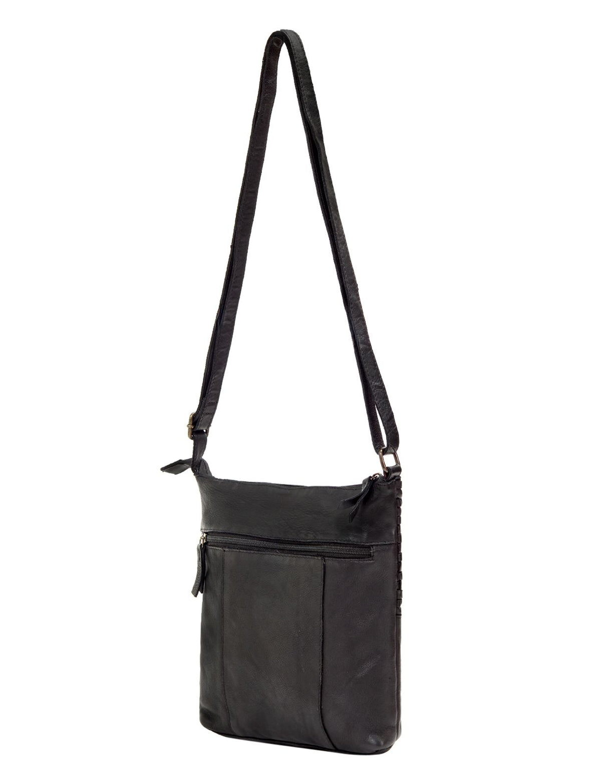 KALGOORLIE WOVEN PANELLED LEATHER XBODY BAG- A-0001-BLACK- NEW IN