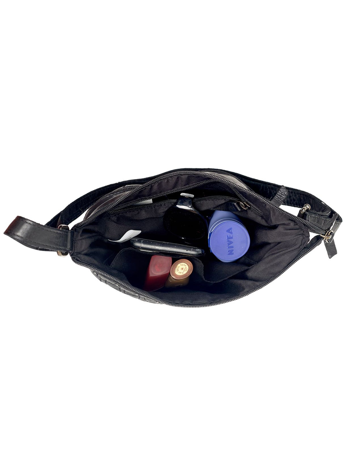 KALGOORLIE WOVEN PANELLED LEATHER XBODY BAG- A-0001-BLACK- NEW IN