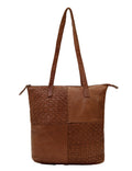 LONGREACH PANELLED LEATHER  TOTE BAG- A-0002-COGNAC- NEW IN