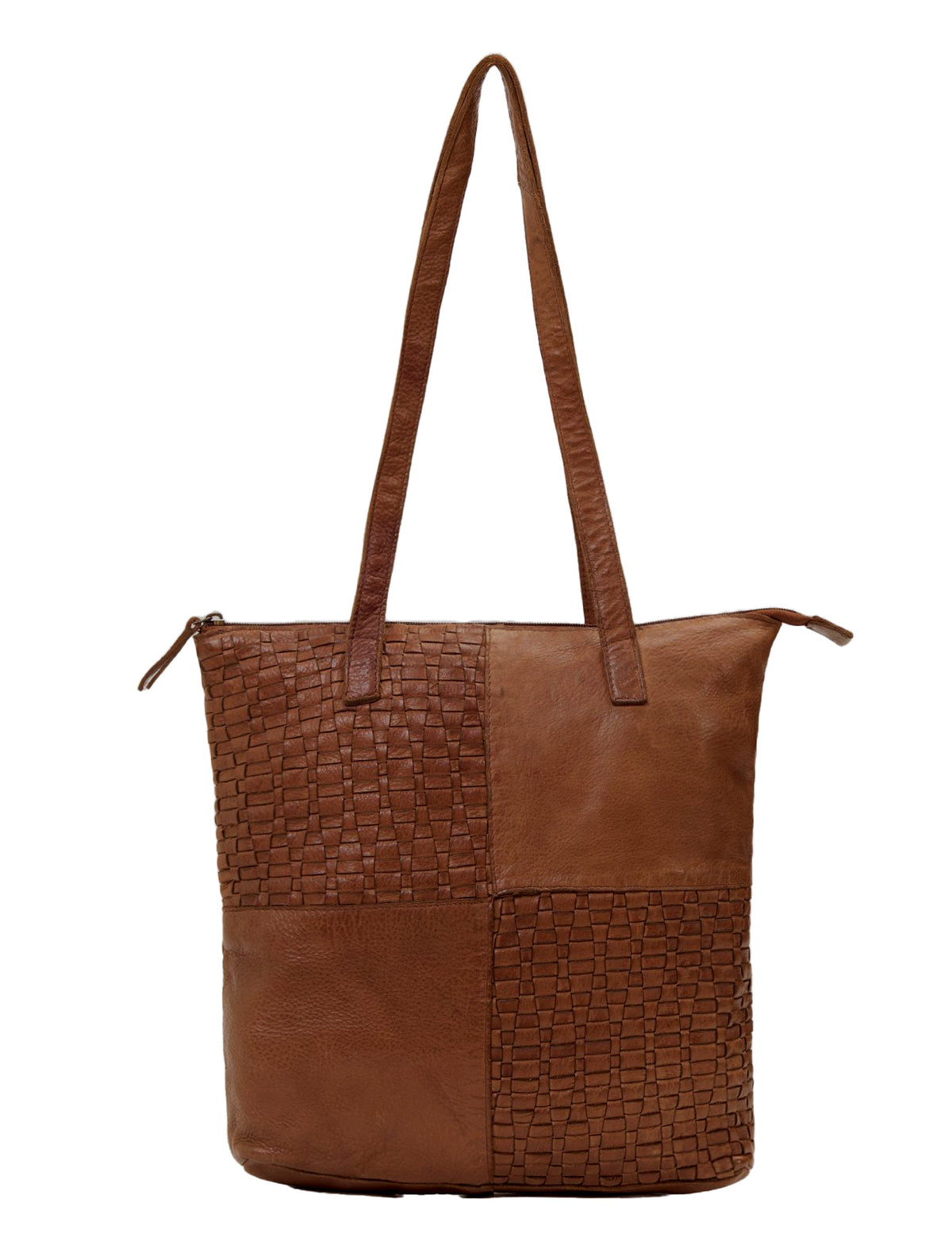 LONGREACH PANELLED LEATHER  TOTE BAG- A-0002-COGNAC- NEW IN