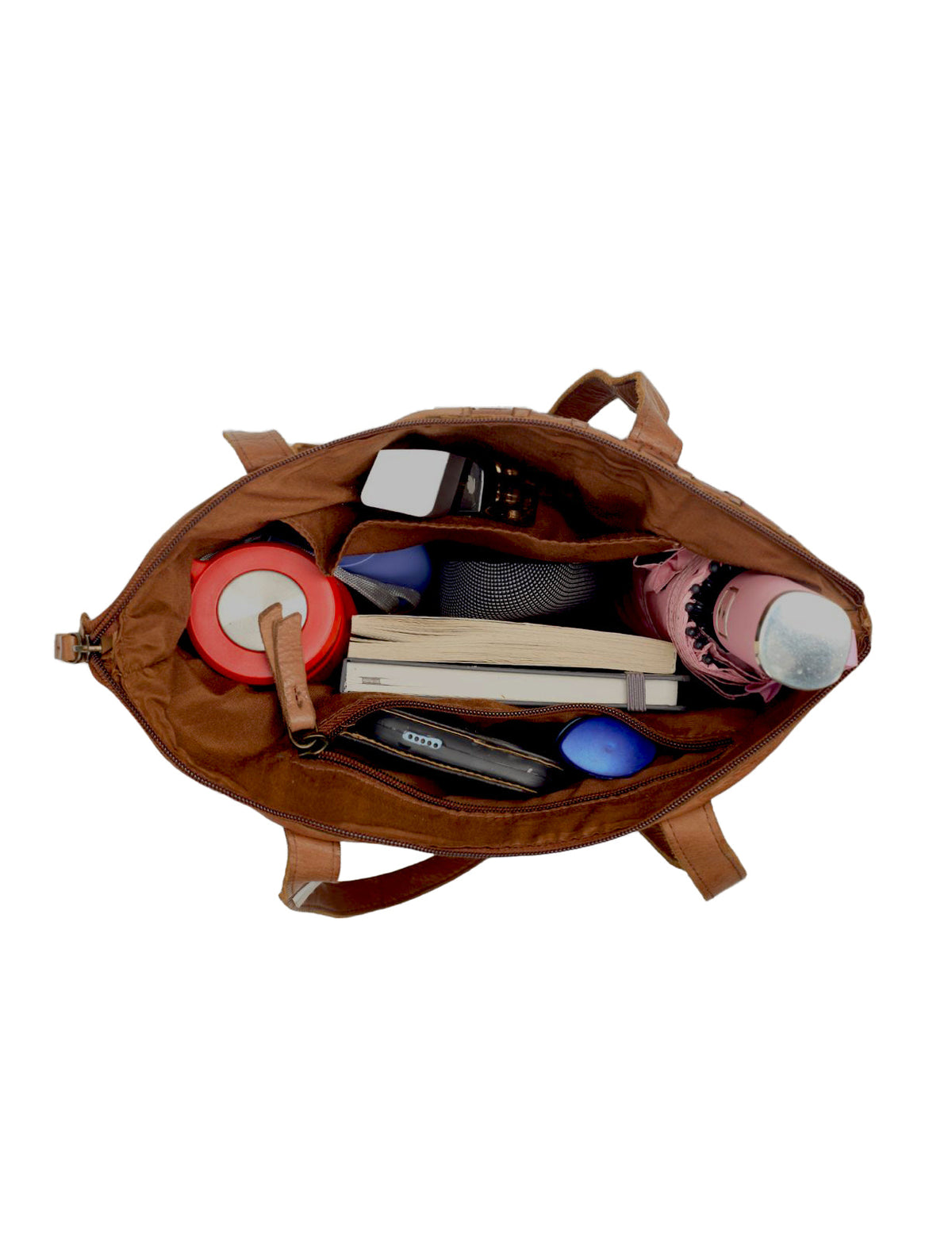 LONGREACH PANELLED LEATHER  TOTE BAG- A-0002-COGNAC- NEW IN