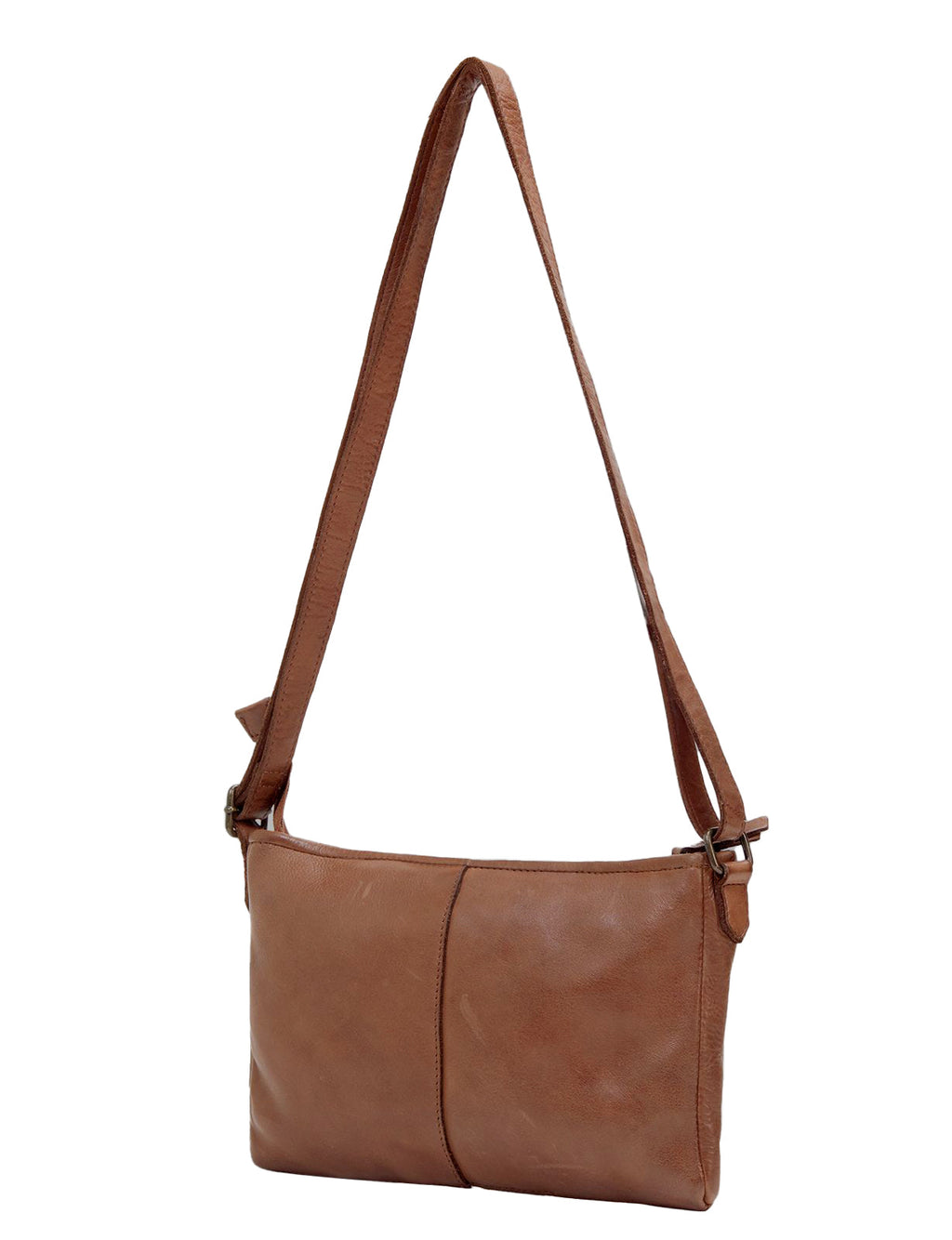 JINDABYNE SML WOVEN PANELLED LEATHER XBODY BAG- A-0003-COGNAC- NEW IN
