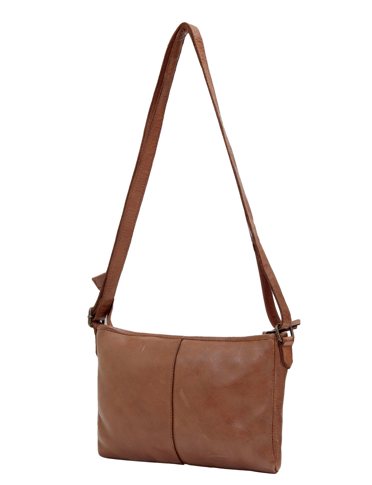 JINDABYNE SML WOVEN PANELLED LEATHER XBODY BAG- A-0003-COGNAC- NEW IN