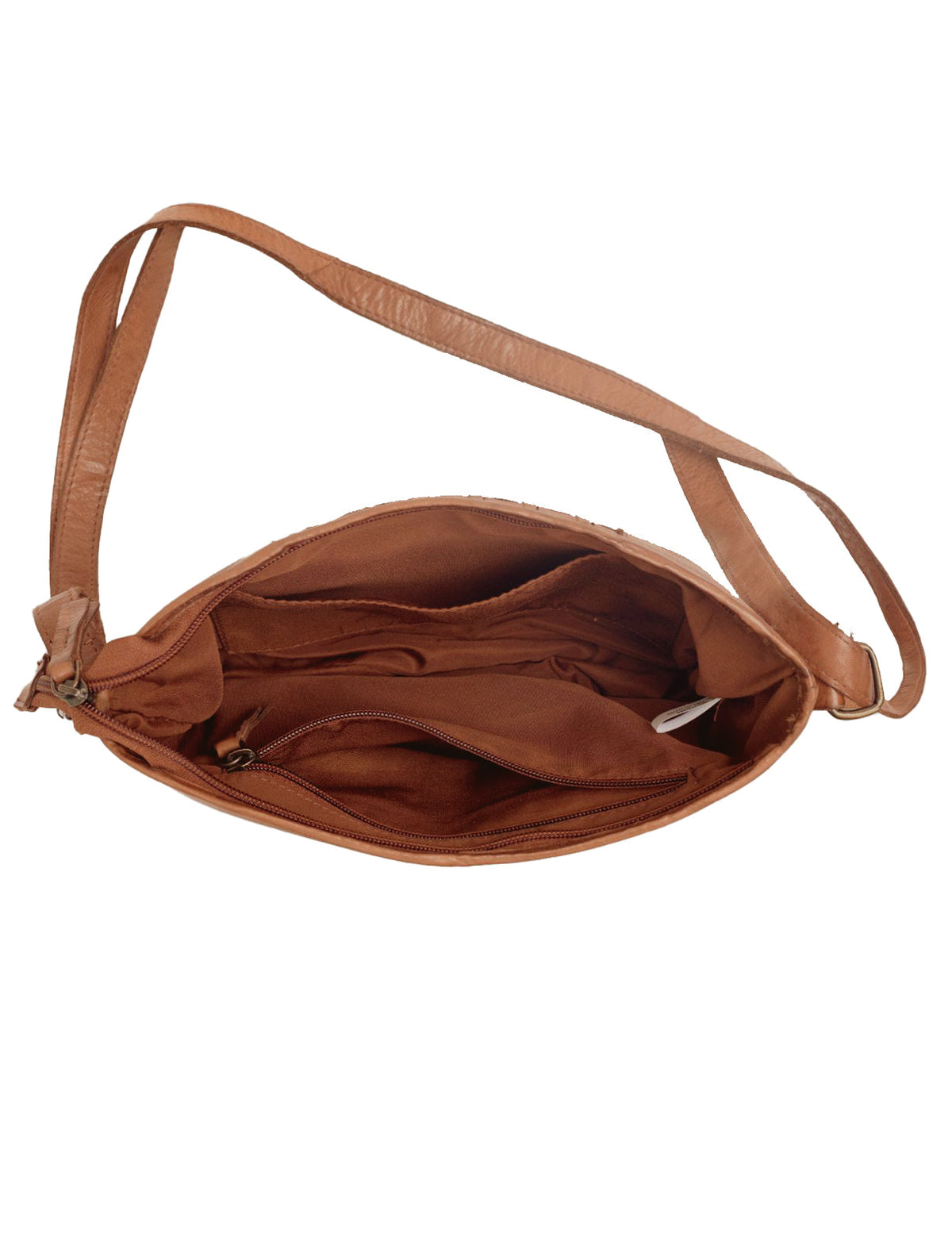 JINDABYNE SML WOVEN PANELLED LEATHER XBODY BAG- A-0003-COGNAC- NEW IN