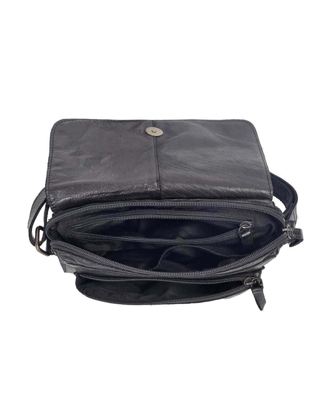ESPERANCE SML FLAPOVER LEATHER XBODY BAG-A-0004-BLACK- NEW IN
