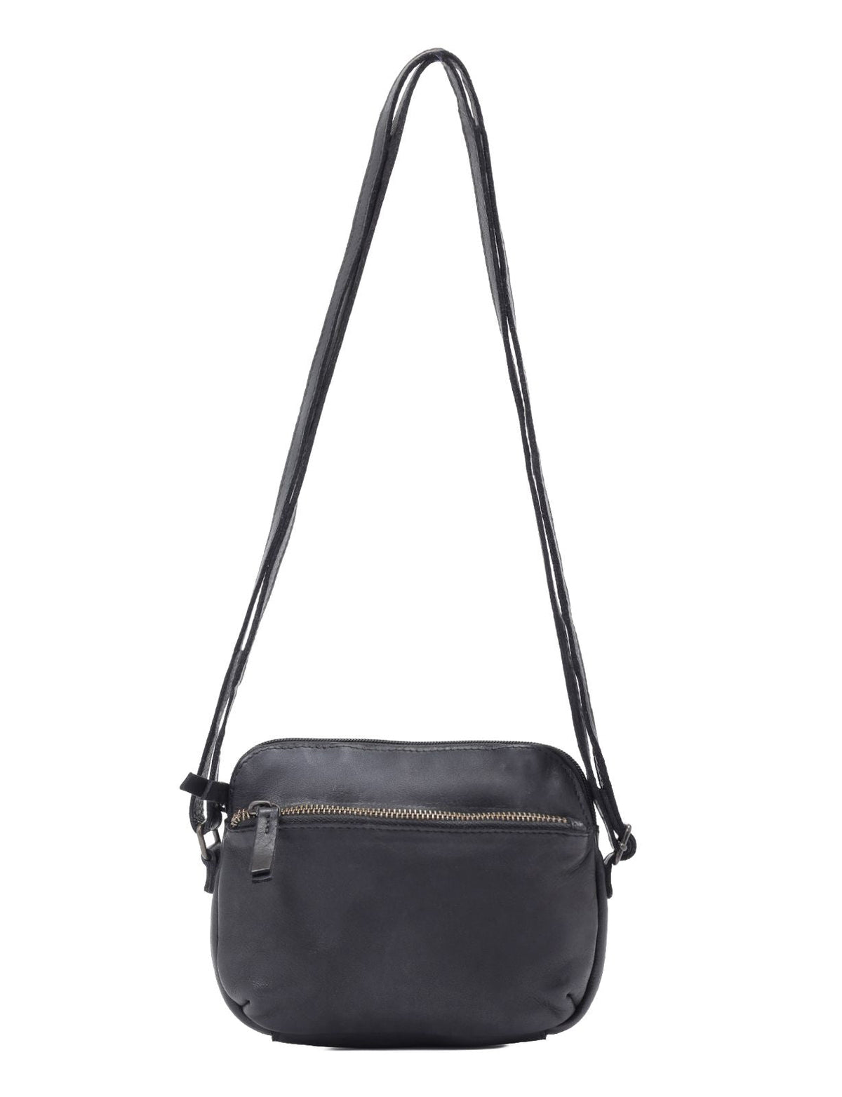 BONDI SML LEATHER XBODY BAG- A-0006-BLACK- NEW IN