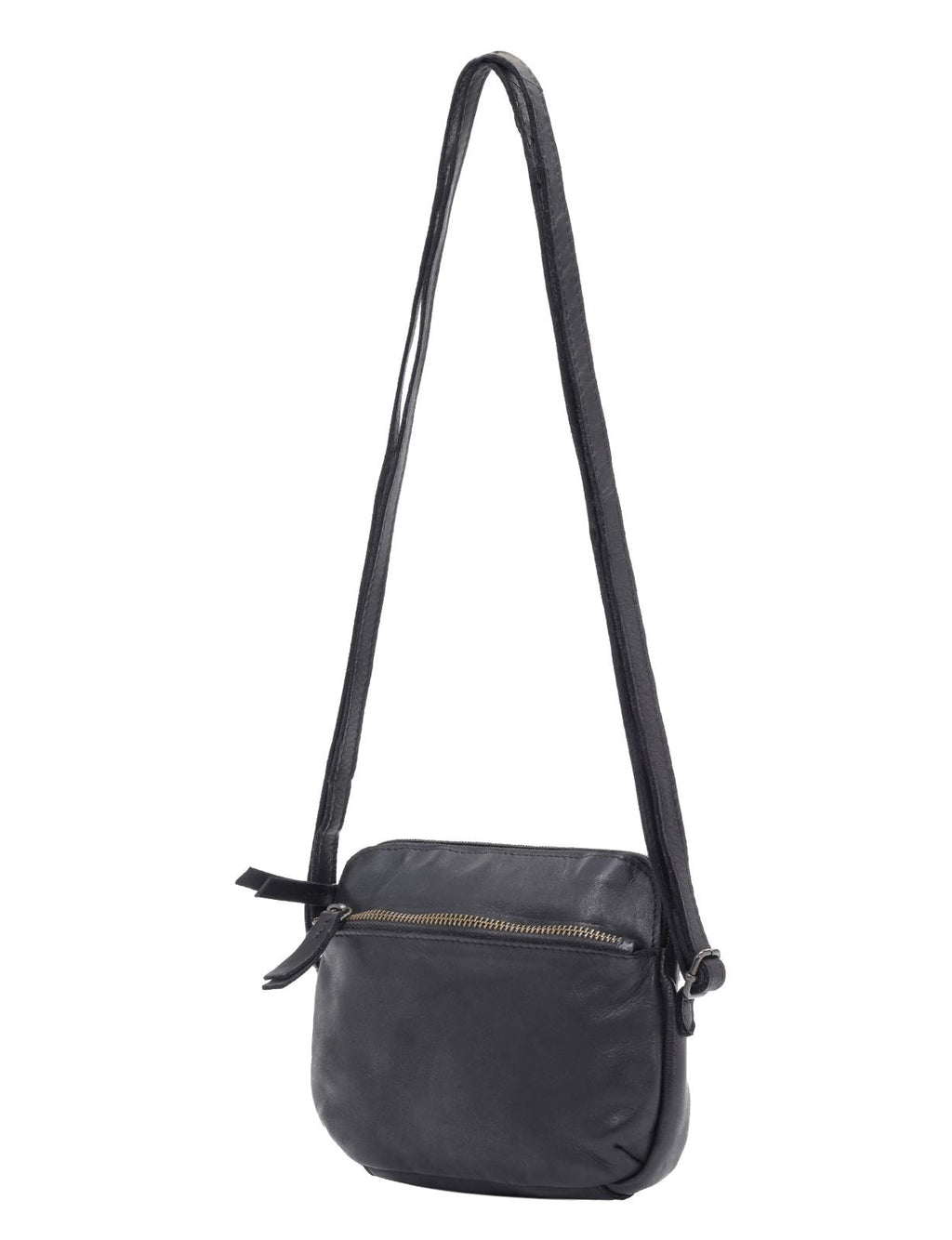 BONDI SML LEATHER XBODY BAG- A-0006-BLACK- NEW IN