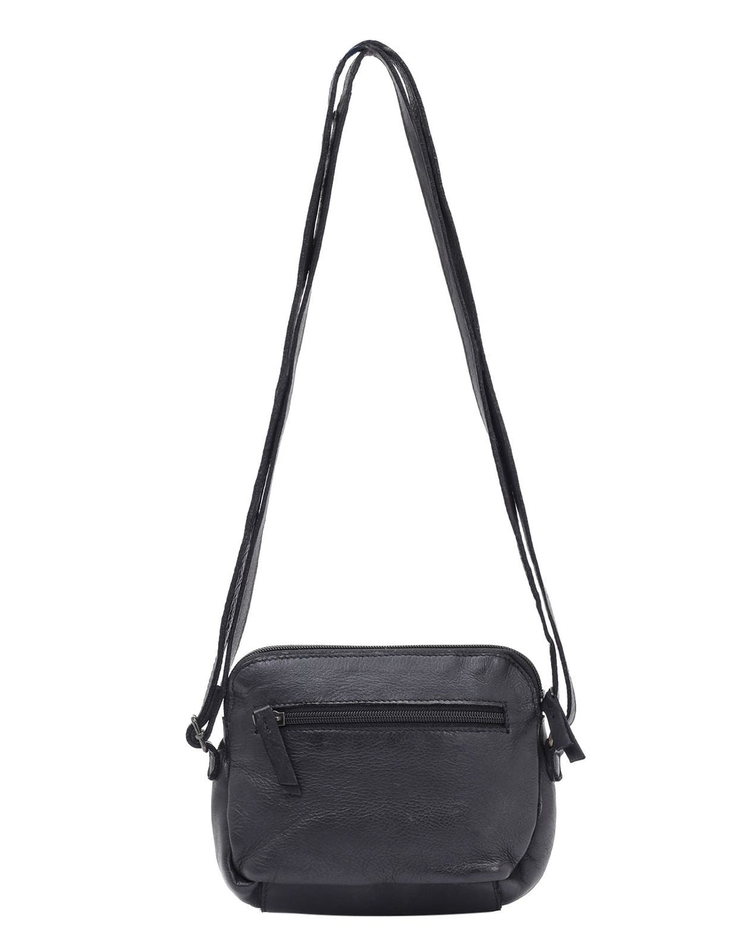 BONDI SML LEATHER XBODY BAG- A-0006-BLACK- NEW IN