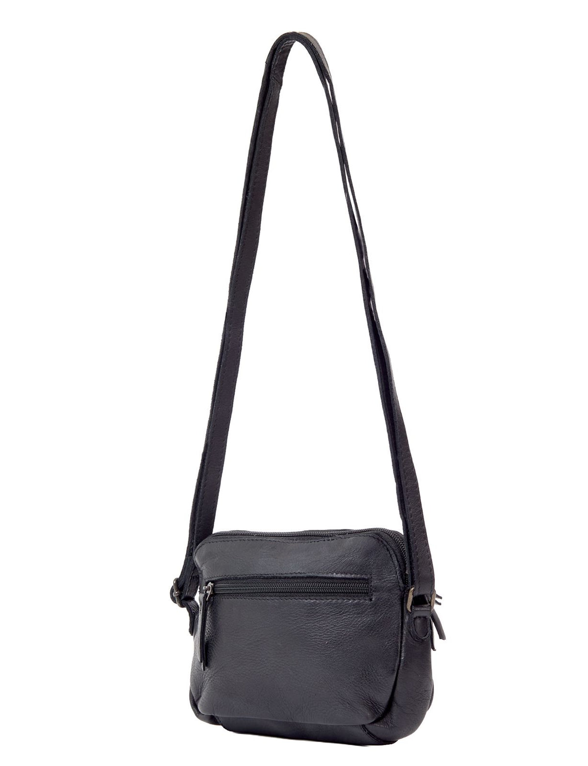BONDI SML LEATHER XBODY BAG- A-0006-BLACK- NEW IN