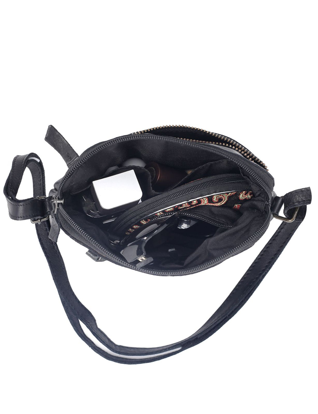 BONDI SML LEATHER XBODY BAG- A-0006-BLACK- NEW IN