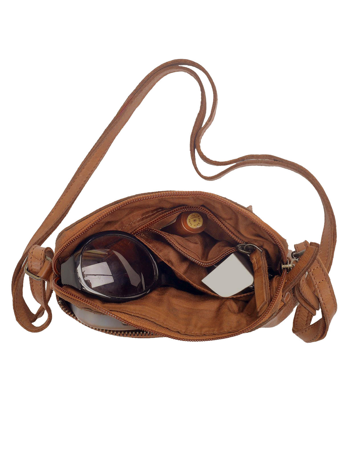 BONDI SML LEATHER XBODY BAG- A-0006-COGNAC- NEW IN