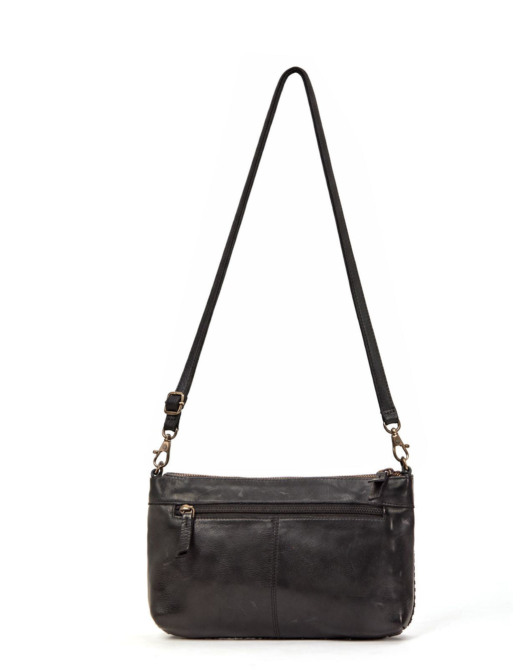 BENDIGO WOVEN DETAIL LEATHER XBODY BAG- A-0009-BLK- NEW IN