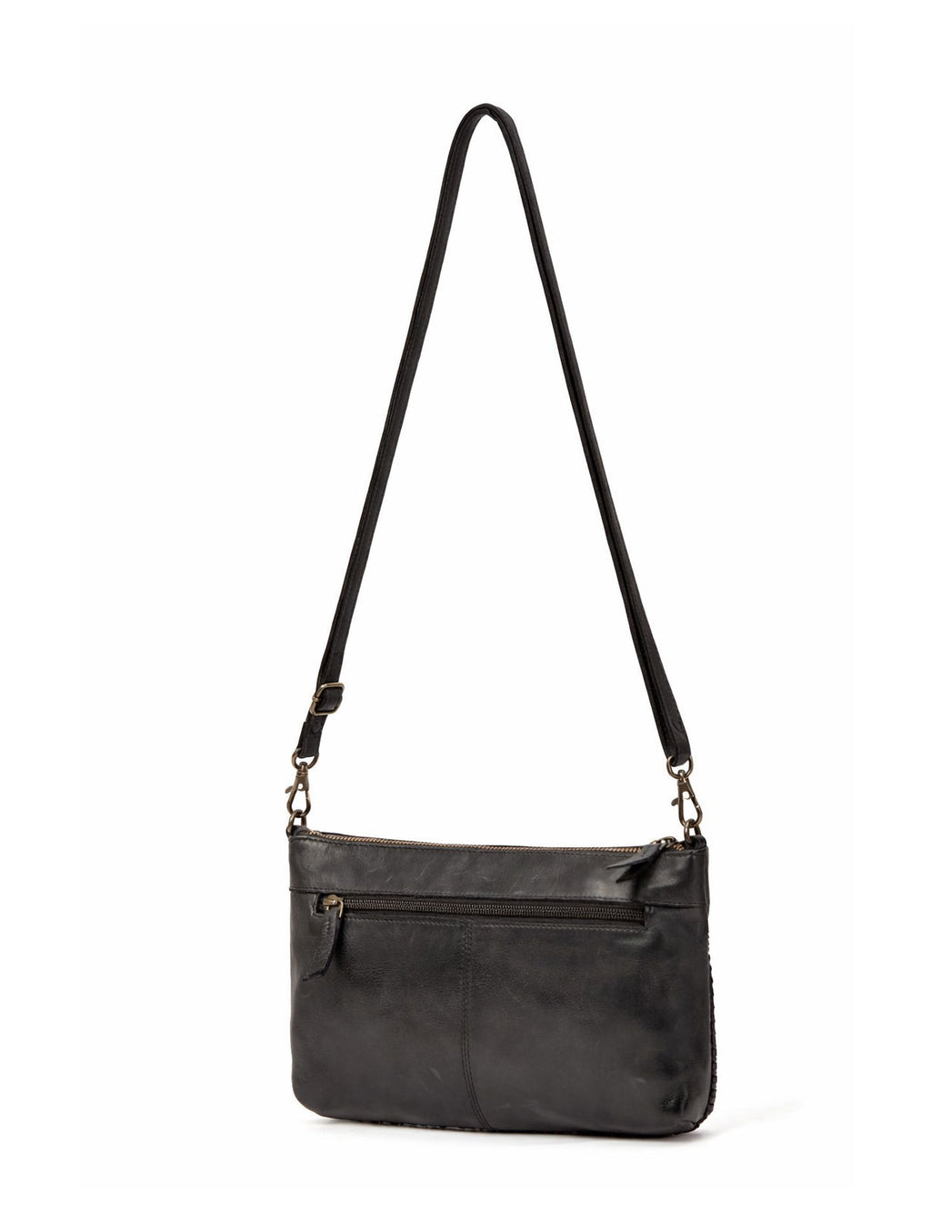 BENDIGO WOVEN DETAIL LEATHER XBODY BAG- A-0009-BLK- NEW IN