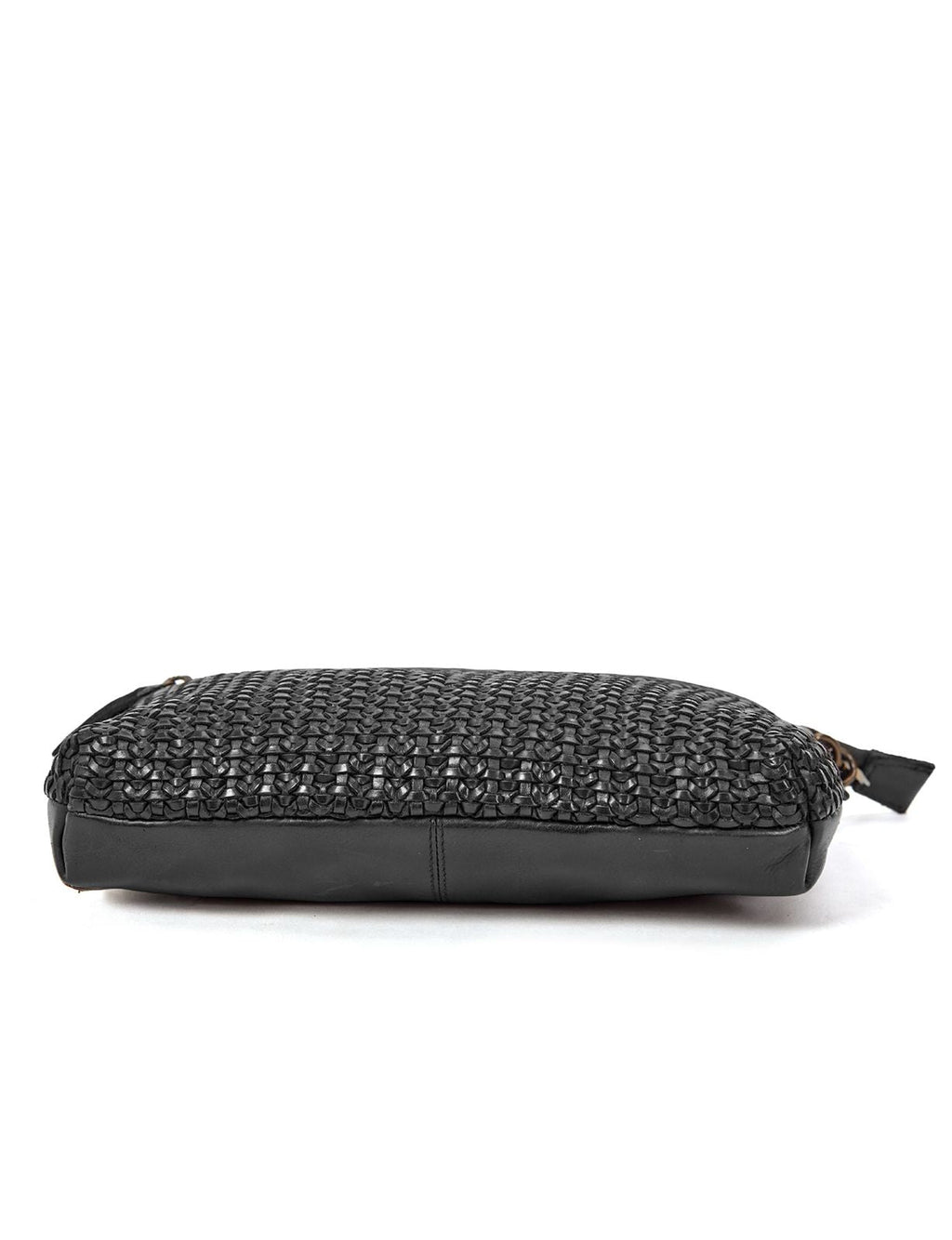 BENDIGO WOVEN DETAIL LEATHER XBODY BAG- A-0009-BLK- NEW IN