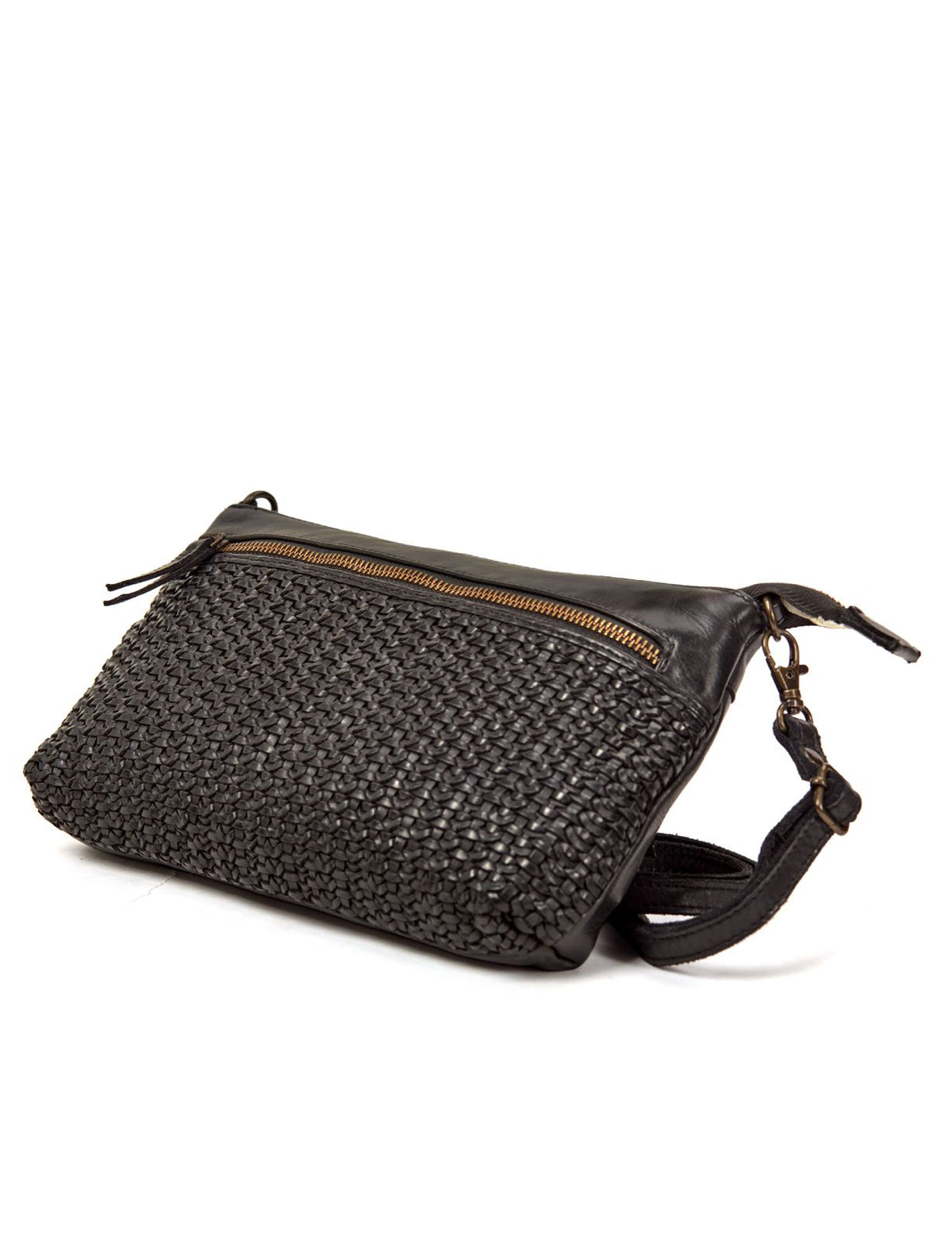 BENDIGO WOVEN DETAIL LEATHER XBODY BAG- A-0009-BLK- NEW IN