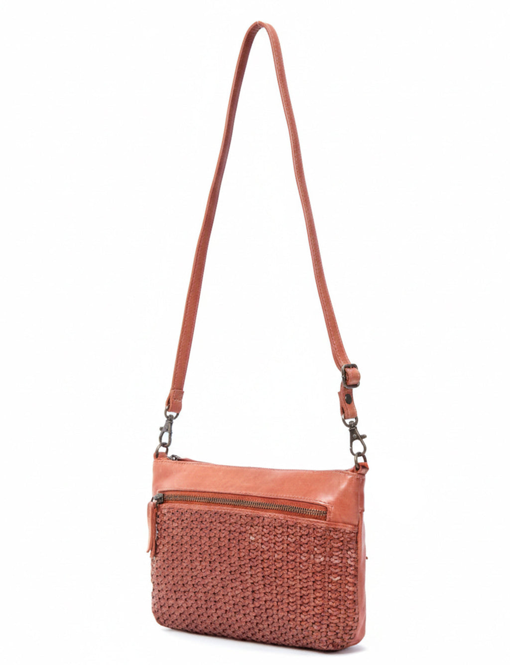 BENDIGO WOVEN DETAIL LEATHER XBODY BAG- A-0009-TAN- NEW IN