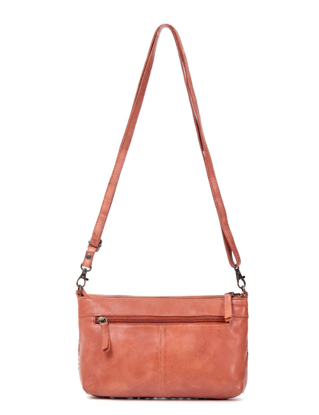 BENDIGO WOVEN DETAIL LEATHER XBODY BAG- A-0009-TAN- NEW IN