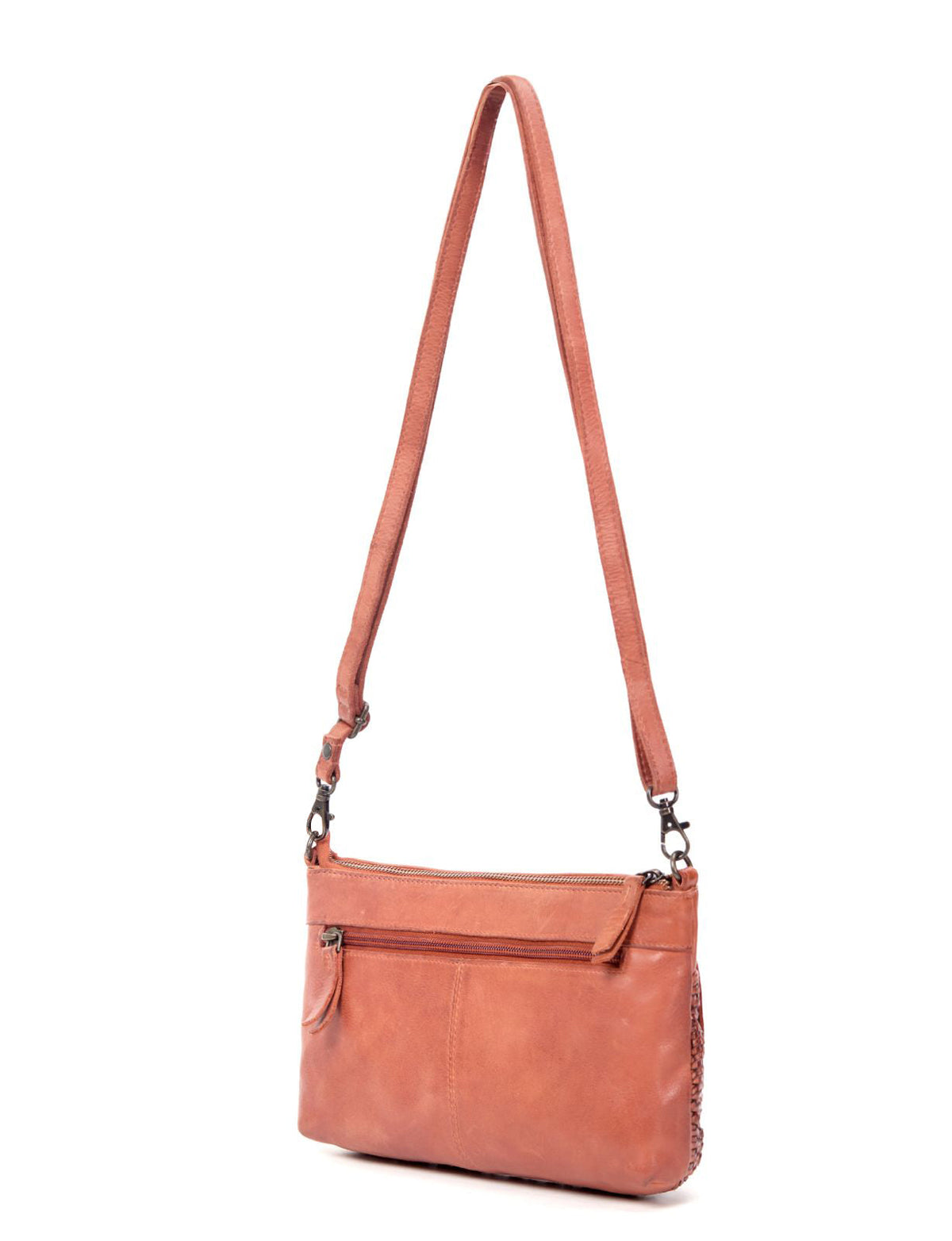BENDIGO WOVEN DETAIL LEATHER XBODY BAG- A-0009-TAN- NEW IN