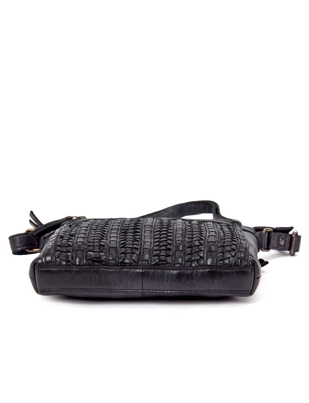 ARMIDALE WOVEN DETAIL LEATHER XBODY BAG- A-0011-BLK- NEW IN