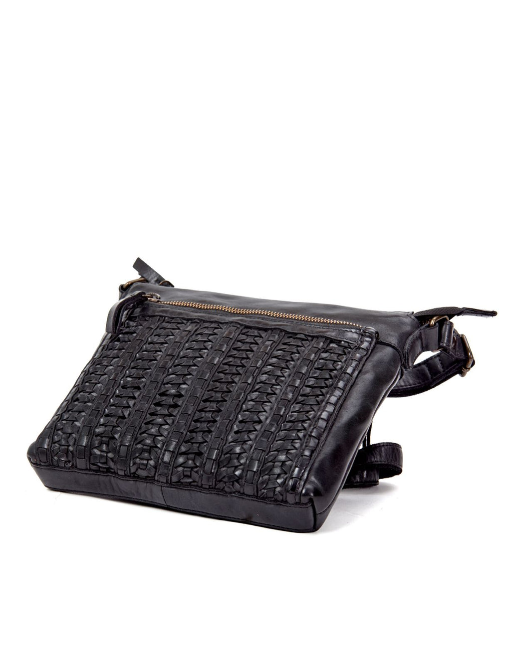 ARMIDALE WOVEN DETAIL LEATHER XBODY BAG- A-0011-BLK- NEW IN