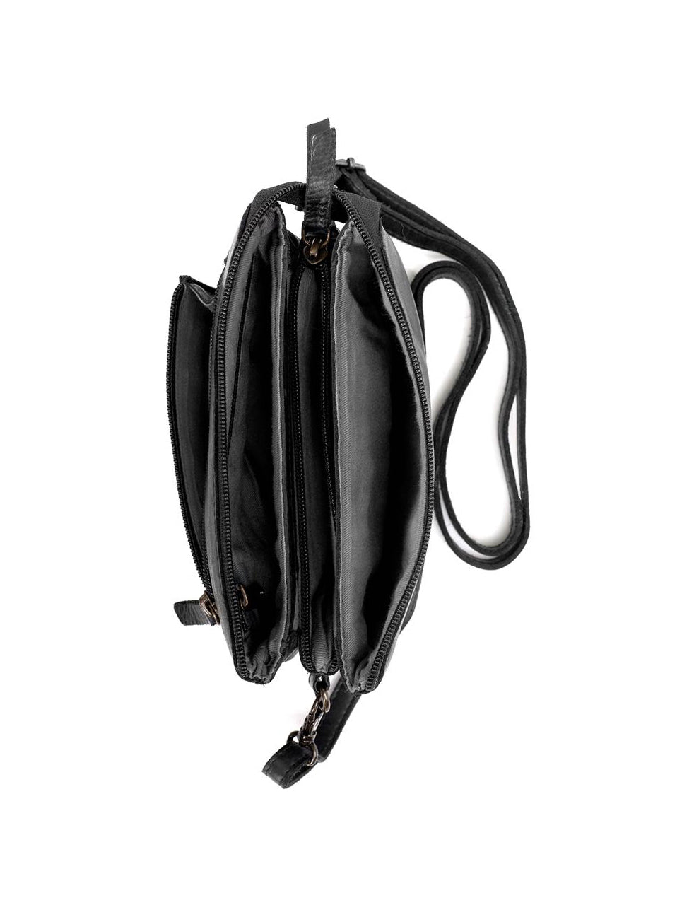 DEVONPORT LEATHER XBODY BAG- A-0014-BLK- NEW IN