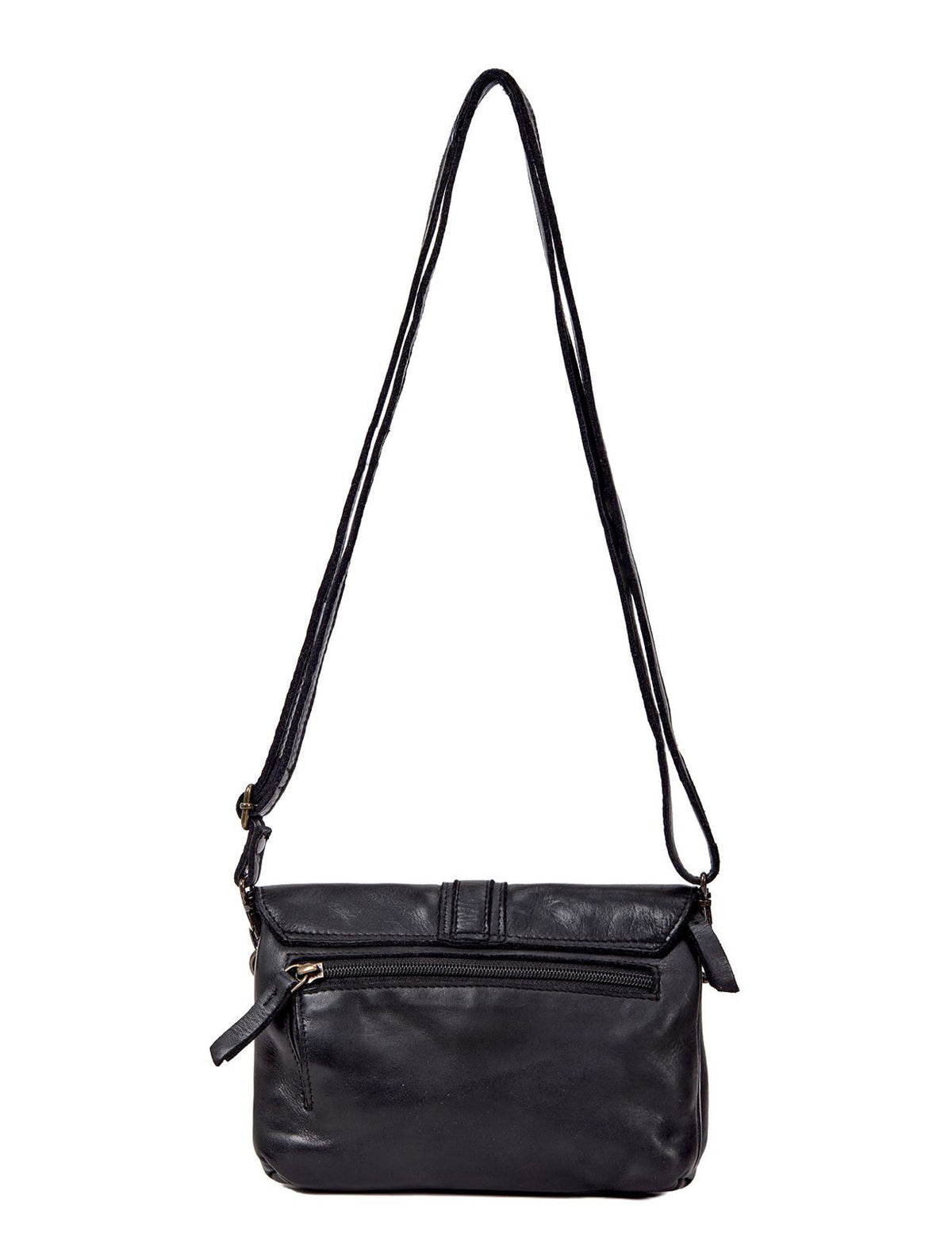 TULLY FLAP OVER LEATHER XBODY BAG- A-0015-BLK- NEW IN