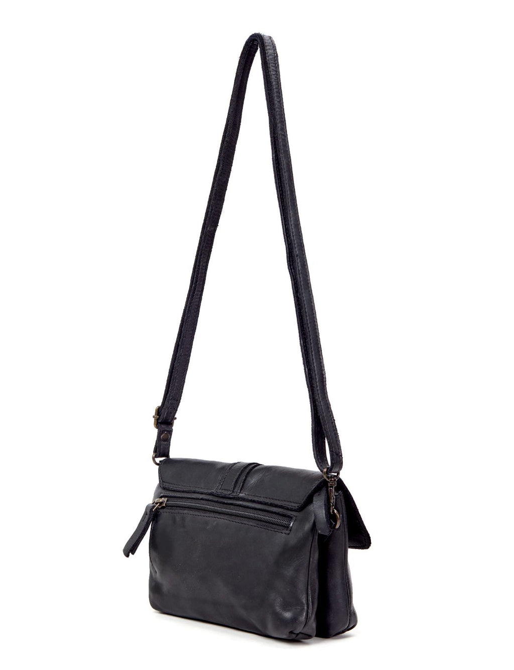 TULLY FLAP OVER LEATHER XBODY BAG- A-0015-BLK- NEW IN