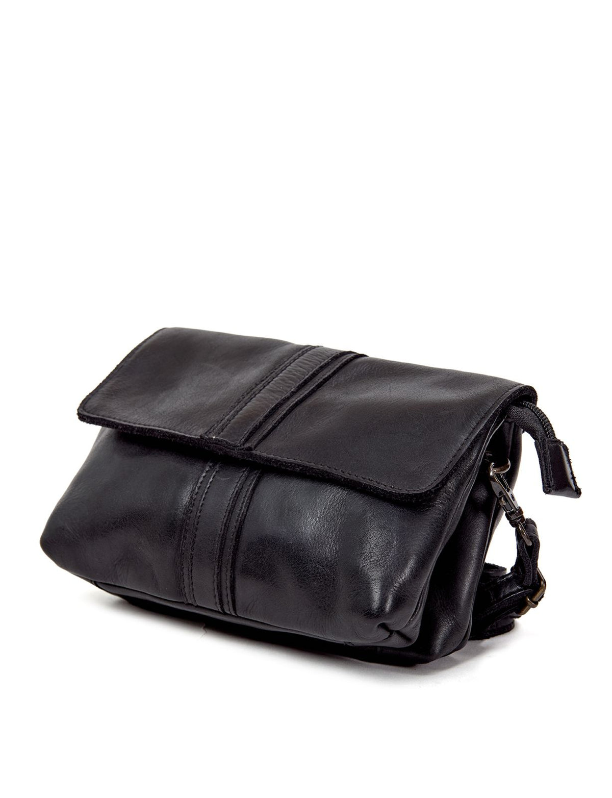 TULLY FLAP OVER LEATHER XBODY BAG- A-0015-BLK- NEW IN