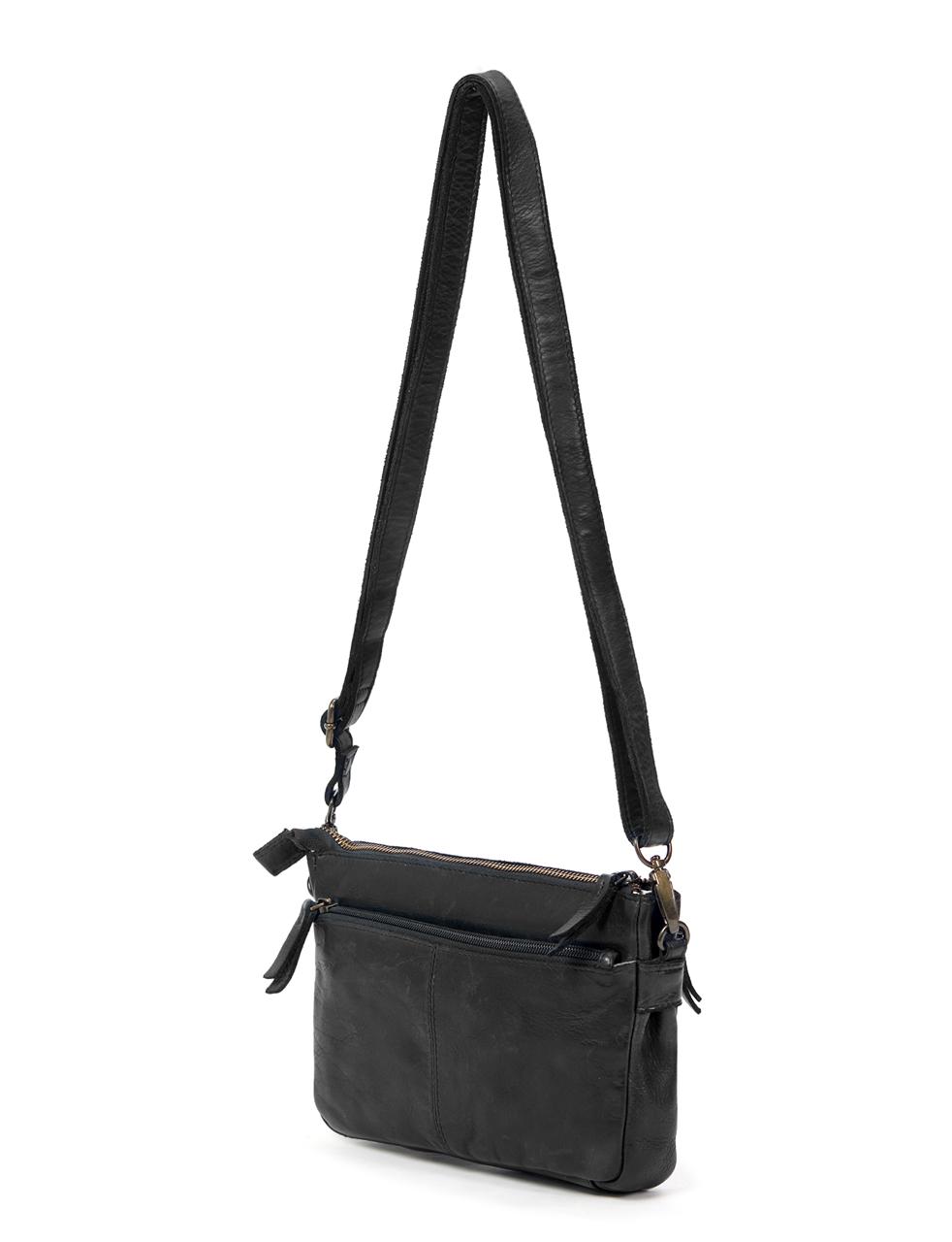 LOXTON MULTICOMPARTMENT LEATHER XBODY BAG- A-0017-BLK- NEW IN