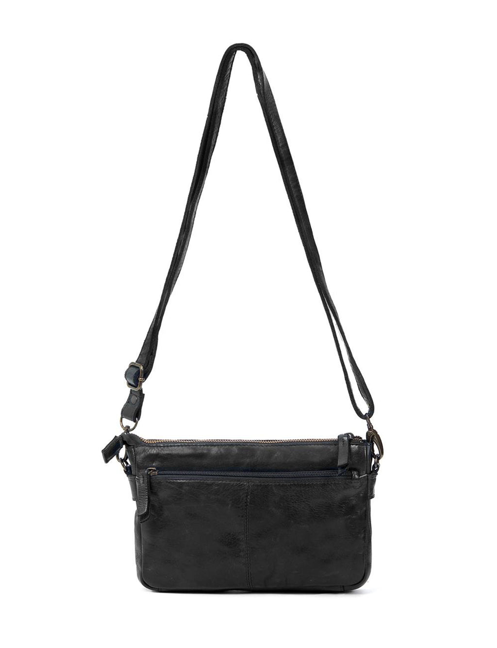 LOXTON MULTICOMPARTMENT LEATHER XBODY BAG- A-0017-BLK- NEW IN
